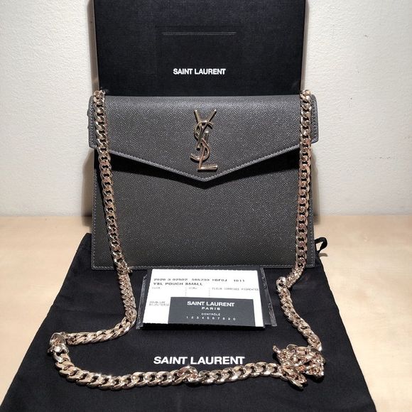 Yves Saint Laurent Handbags - NEW YSL Uptown Clutch with Chain (Grey)
